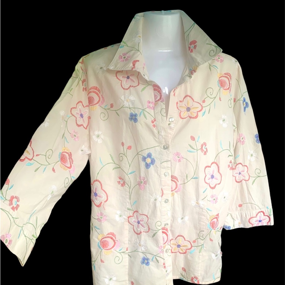 FRESH PRODUCE Embroidered Cotton Blouse, Large